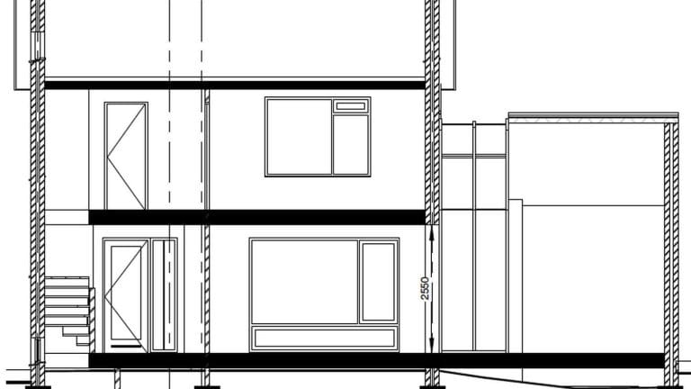 Ontwerptekening van de aanbouw - Studio MINOV
